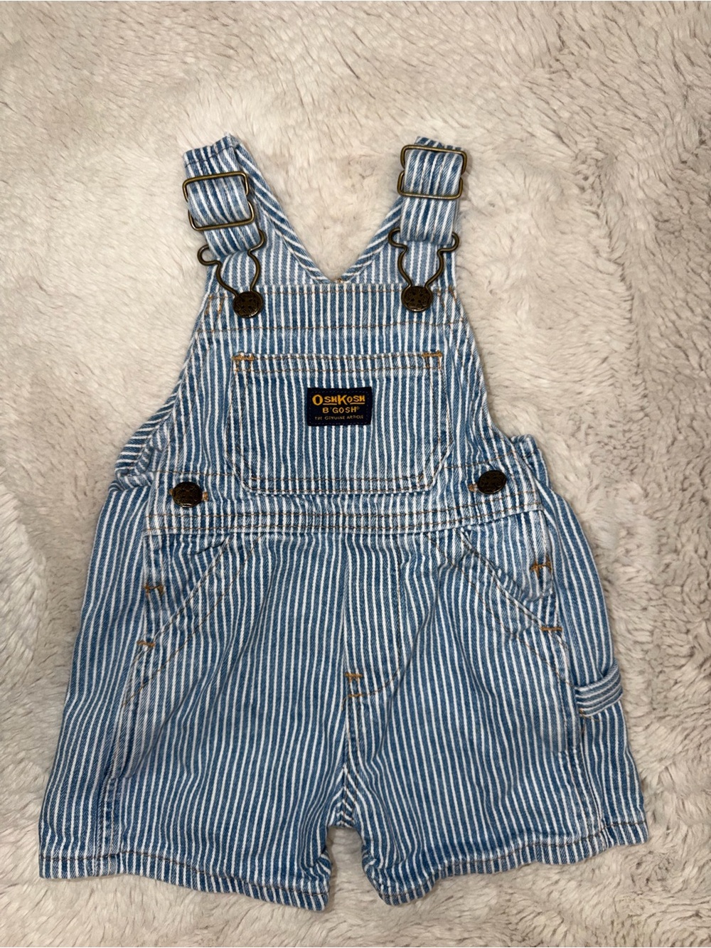 Vintage OshKosh B'gosh Blue Stripe Kids Overalls Shorts